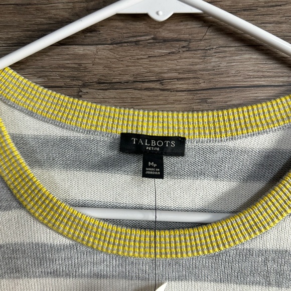 Talbots Striped Sweater in Gray and Yellow - Picture 3 of 6